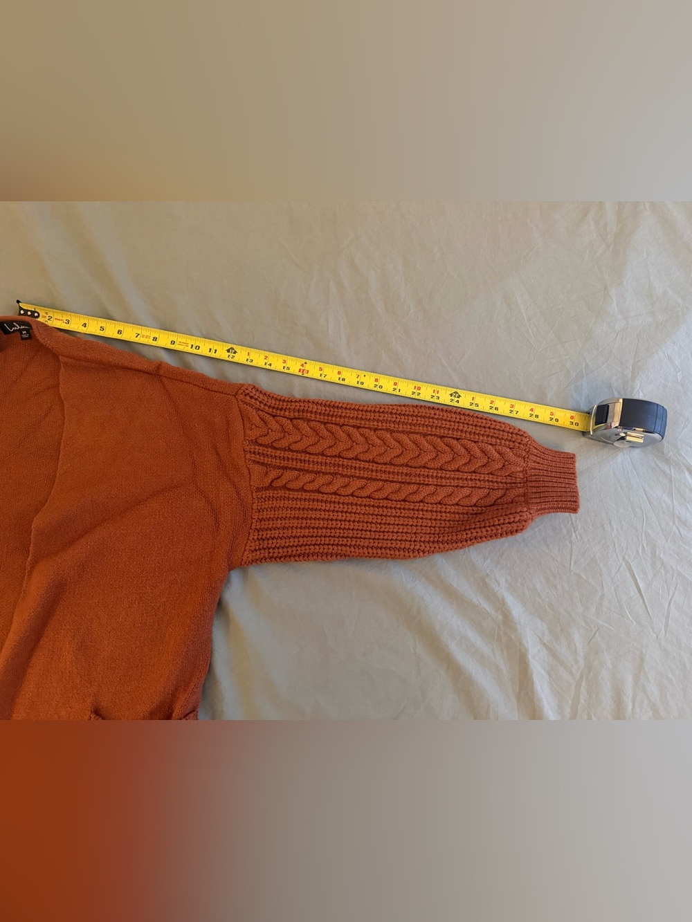 Lulu's Rust Cable Knit Open-Front Cardigan - Picture 16 of 16